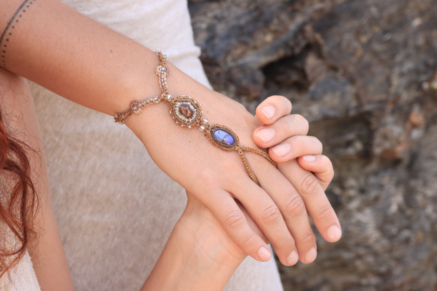 Labradorite & Shell hand piece | Mermaid Dreams