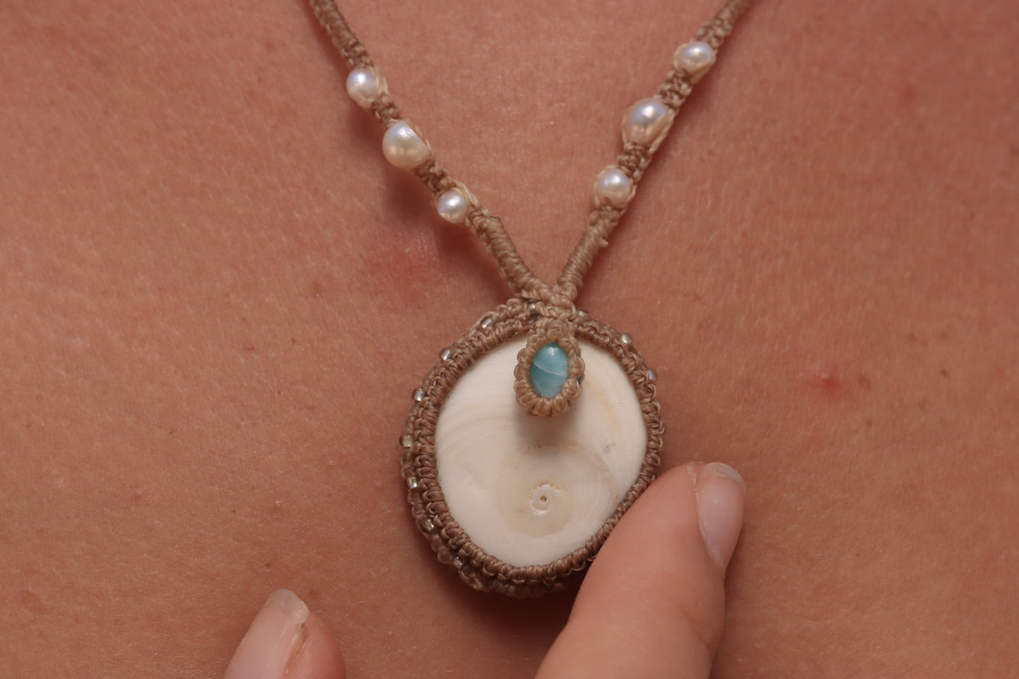 Shiva Shell, Larimar & Pearl Amulet | Mermaid Dreams
