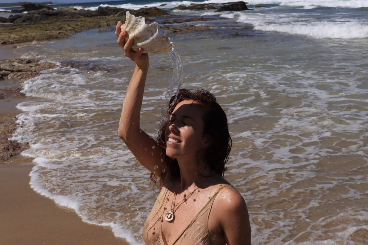 Natrolite, Pearl & Sandstone Jasper Amulet | Mermaid Dreams