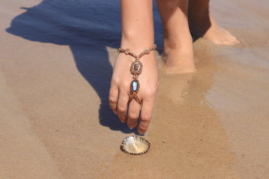 Labradorite & Shell hand piece | Mermaid Dreams