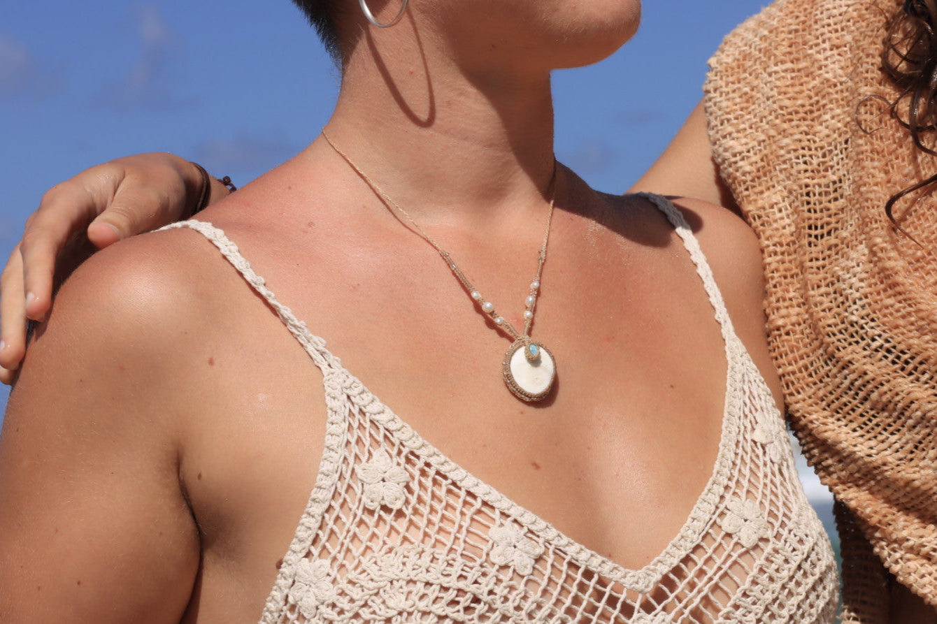 Shiva Shell, Larimar & Pearl Amulet | Mermaid Dreams