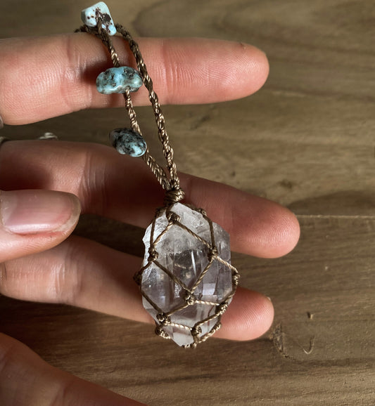 Clear Quartz and Larimar | Necklace