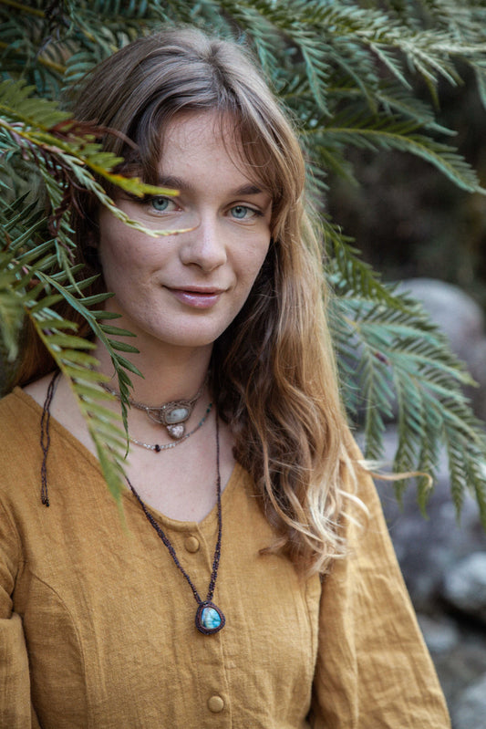 Rainbow Moonstone & Natrolite | Necklace
