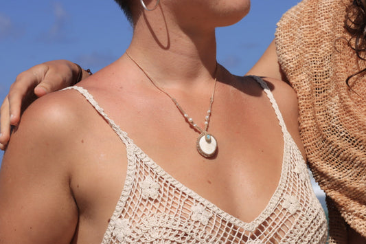 Shiva Shell, Larimar & Pearl Amulet | Mermaid Dreams