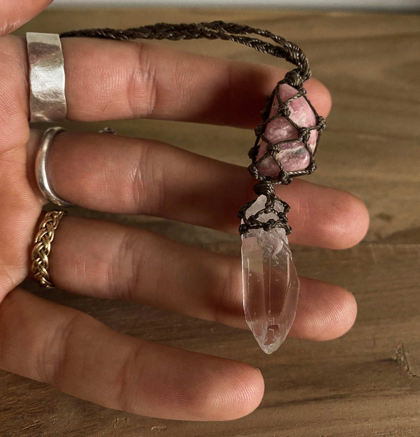 Clear Quartz & Rhodochrosite | Necklace