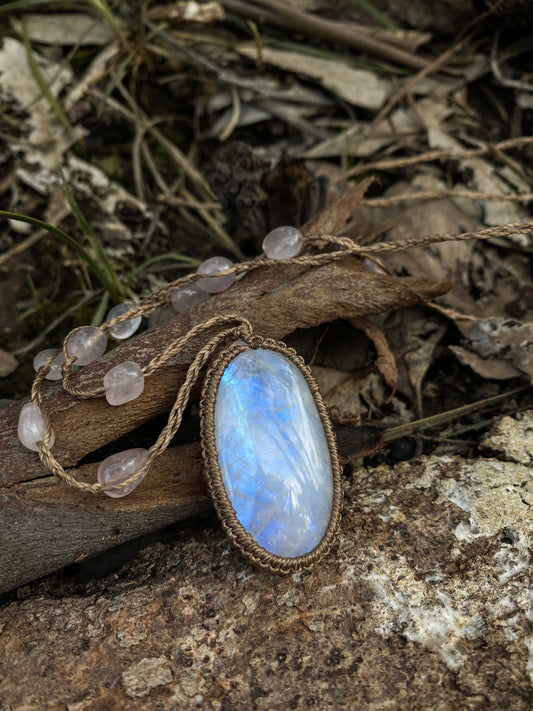 Rainbow Moonstone and Rose Quartz