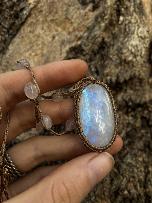 Rainbow Moonstone and Rose Quartz